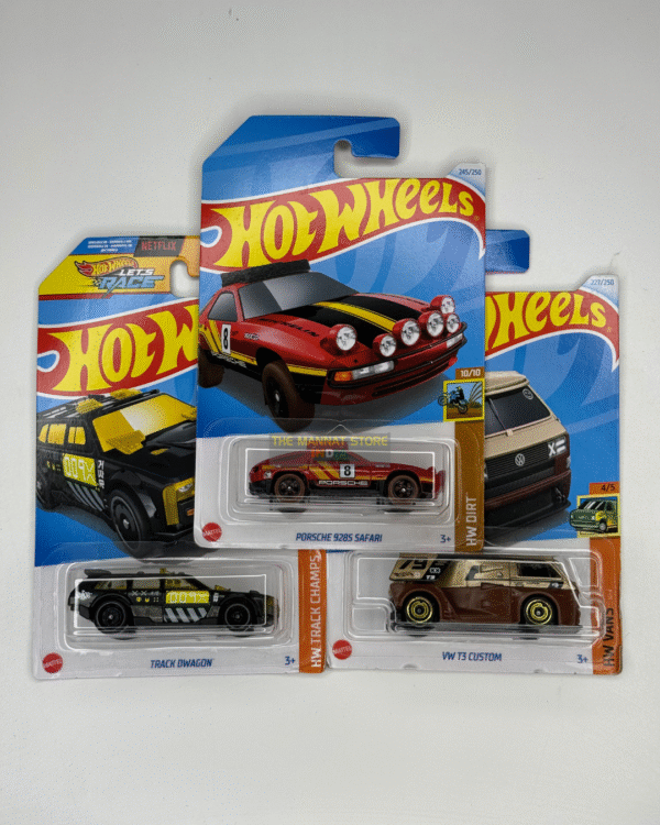Hot Wheels 2024 Q Case – Set of 3 (Porsche 928 Safari, Track Dragon, VW T3 Custom)