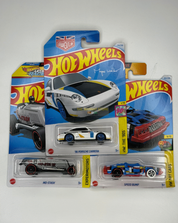 Hot Wheels 2024 Q Case – Set of 3 (’96 Porsche Carrera, MS-Stash, Speed Bump)
