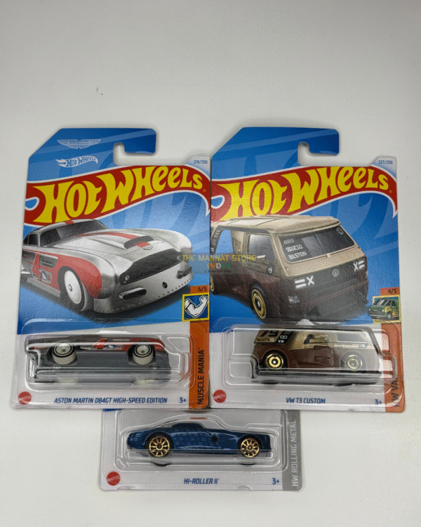 Hot Wheels 2024 Q Case – Set of 3 (Aston Martin DB4 GT High-Speed Edition, VW T3 Custom, Hi-Roller 2)