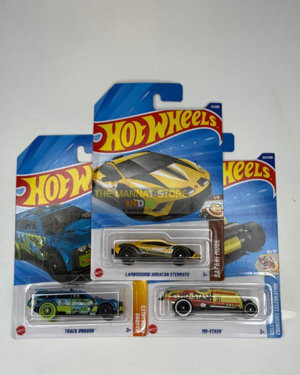 Hot Wheels 2024 Indian Q Case – Set of 3 (Lamborghini Huracán Sterrato, Track Dwagon, Mo-Stash)