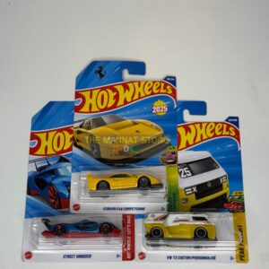 Hot Wheels 2025 IMPORTED Q Case – Set of 3 (Ferrari F40 Competizione, Street Shrieker, VW T3 Custom Personnalisé)