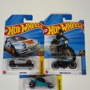 Hot Wheels 2024 Indian Q Case – Set of 3 (Ford RS 200, Honda CB750 Café, Decidely Go)