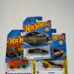 Hot Wheels 2024 IMPORTED Q Case – Set of 3 (Ferrari SF90 Stradale, HW Ultimate T-Rex Transporter/Transporteur, Hotwheengs)