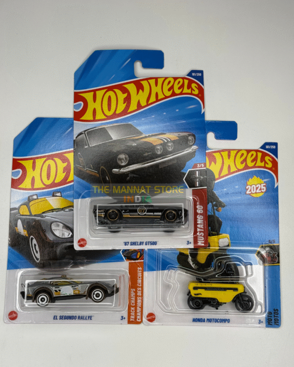 Hot Wheels 2024 Indian Q Case – Set of 3 (’67 Shelby GT500, El Segundo Rallye, Honda Motocompo)