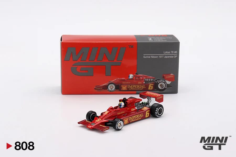 Mini GT 808 – Lotus 78 #6 Gunnar Nilsson 1977 Japanese GP (1:64 Scale Diecast Model Car)