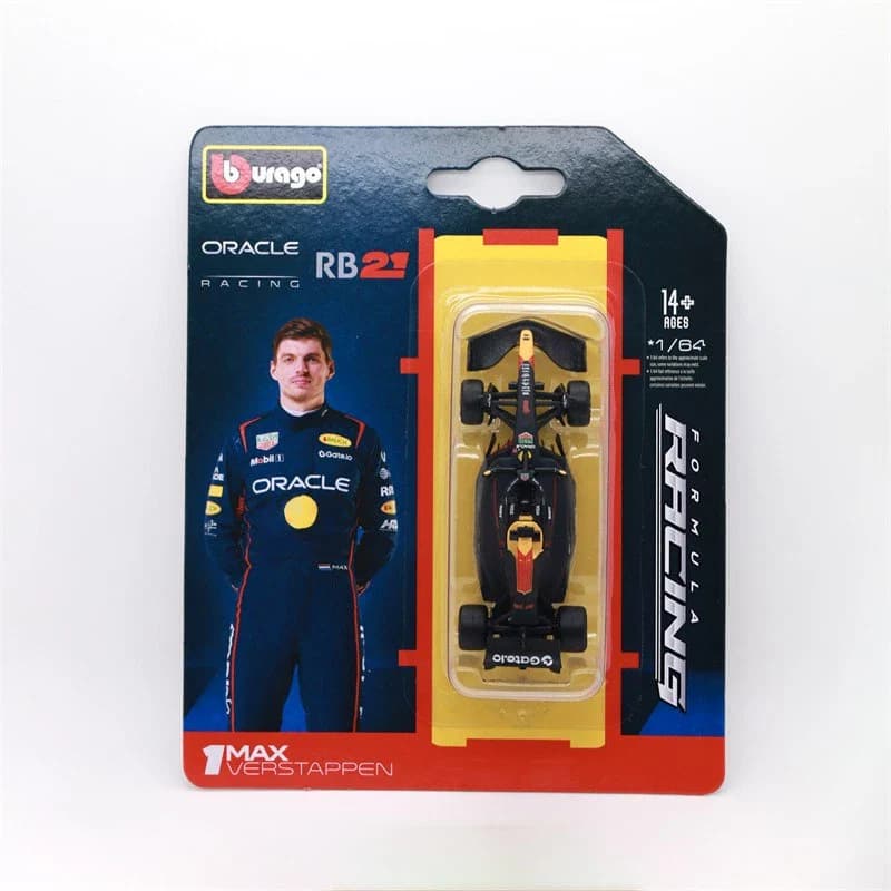 Official Bburago Formula Racing – Oracle Red Bull Racing RB21 #1 Max Verstappen (1:64 Diecast Scale Model – Card Packaging)