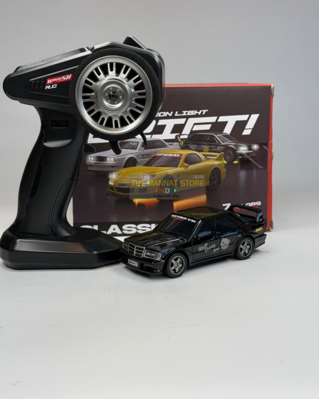 1:43 Scale RC Drift Car – 25 km/h, 35-Min Playtime, Extra Drift Tyres & Cones