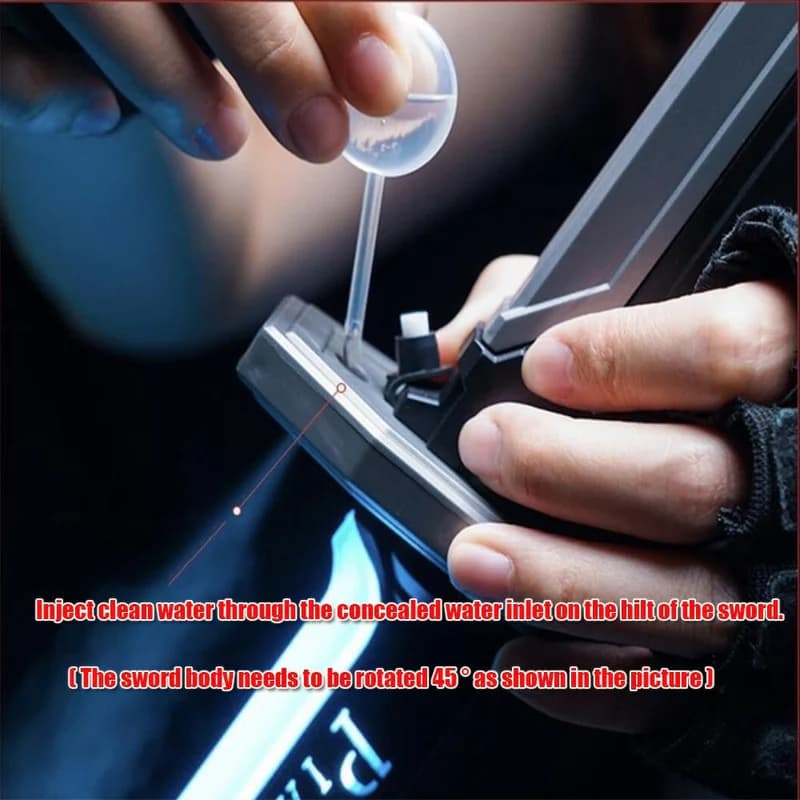 Flowing Colorful LED Lightsaber Katana Sword – Grey & Black | Spark & Smoke Effect (USB Rechargeable) - Image 4