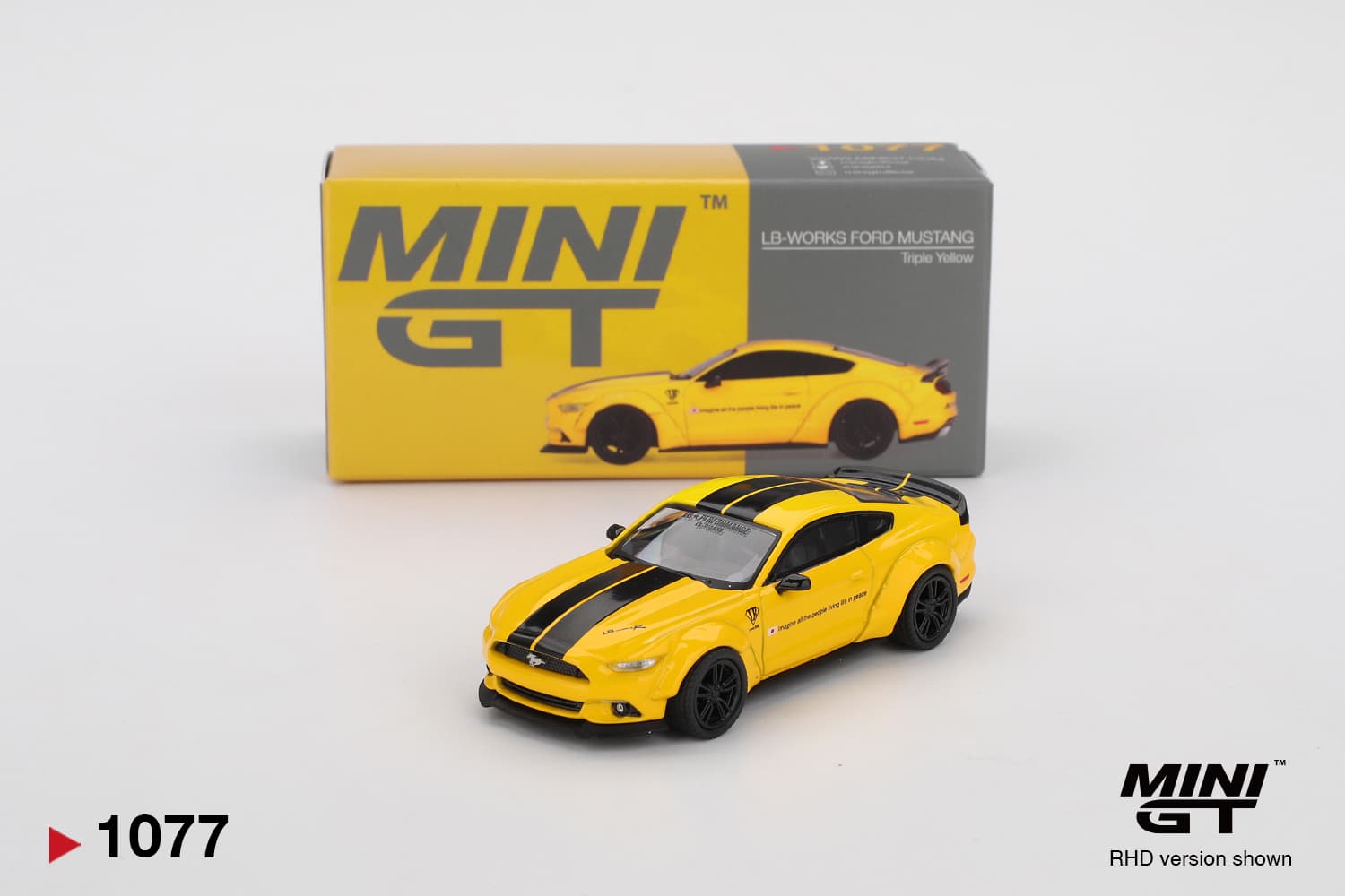Mini GT #1077: LB-WORKS FORD MUSTANG Triple Yellow