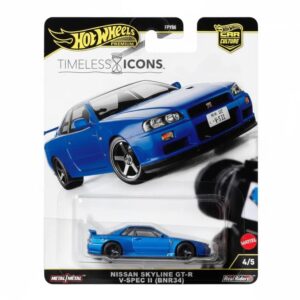 Hotwheels timeless icons nissan skyline GT-R v-spec ll (bnr34) imported premium 1:64 Scale