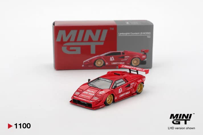 Lamborghini Countach LB-WORKS Red 1:64 scale model car - Mini GT