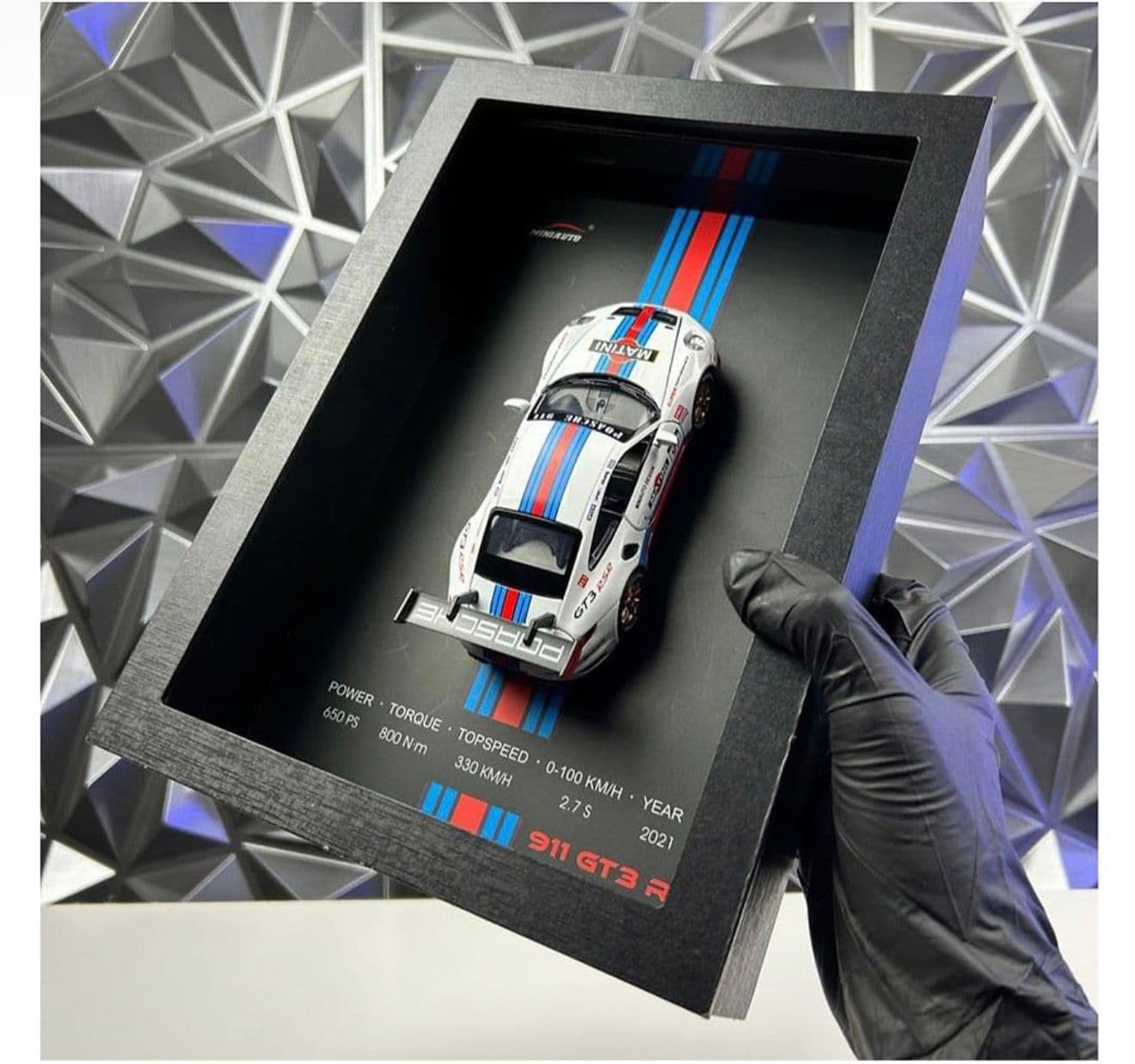 3D Car Frame Wall Art | Wooden Frame with Removable Die-Cast Cars Porsche (911 Gt3) - Image 2