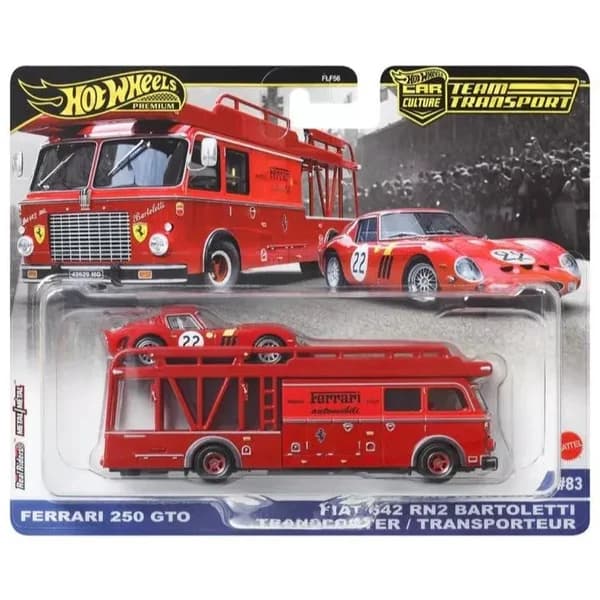 Hot Wheels Imported Premium 2025 Team Transport Ferrari 250 GTO Fiat 642 RN2 Bartoletti IMPORTED