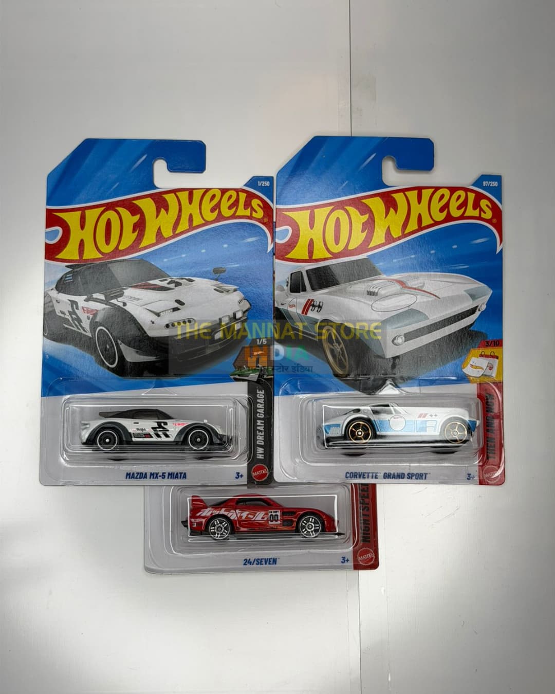 Hot Wheels Imported SET OF 3 MAZDA MX 5 , CORVETTE GRAND SPORT 24/SEVEN