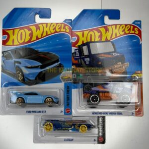 Hot Wheels Imported SET OF 3 FORD MUSTANG GTD , MERCEDES BENZ UNIMOG ,X-STEAM
