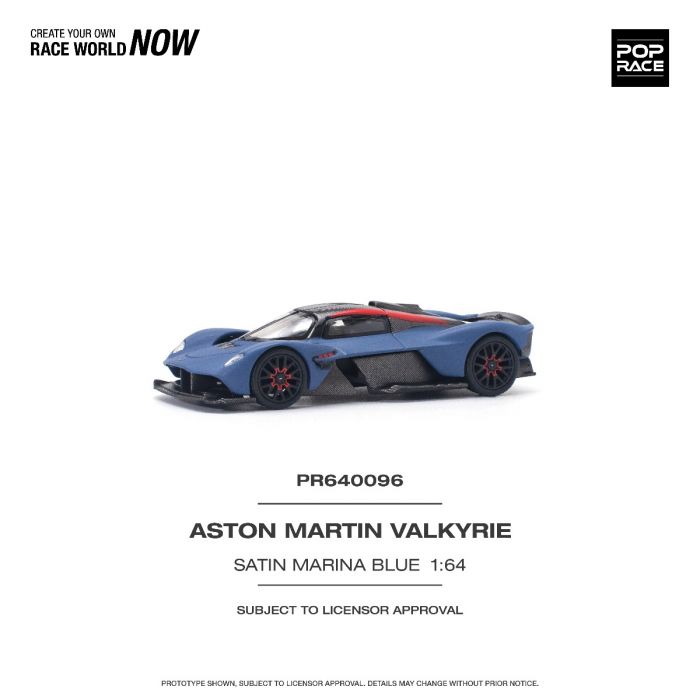 POP Race 1:64 Diecast Model Car - ASTON MARTIN VALKYRIE SATIN MARINA BLUE - Image 3
