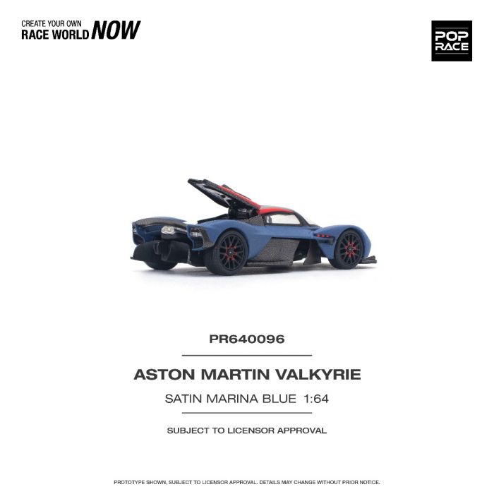 POP Race 1:64 Diecast Model Car - ASTON MARTIN VALKYRIE SATIN MARINA BLUE - Image 2