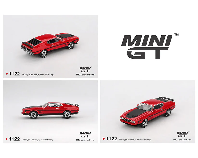 Mini GT- 1122 (Blister) Ford Mustang Mach1 1971 – Race Red - Image 2