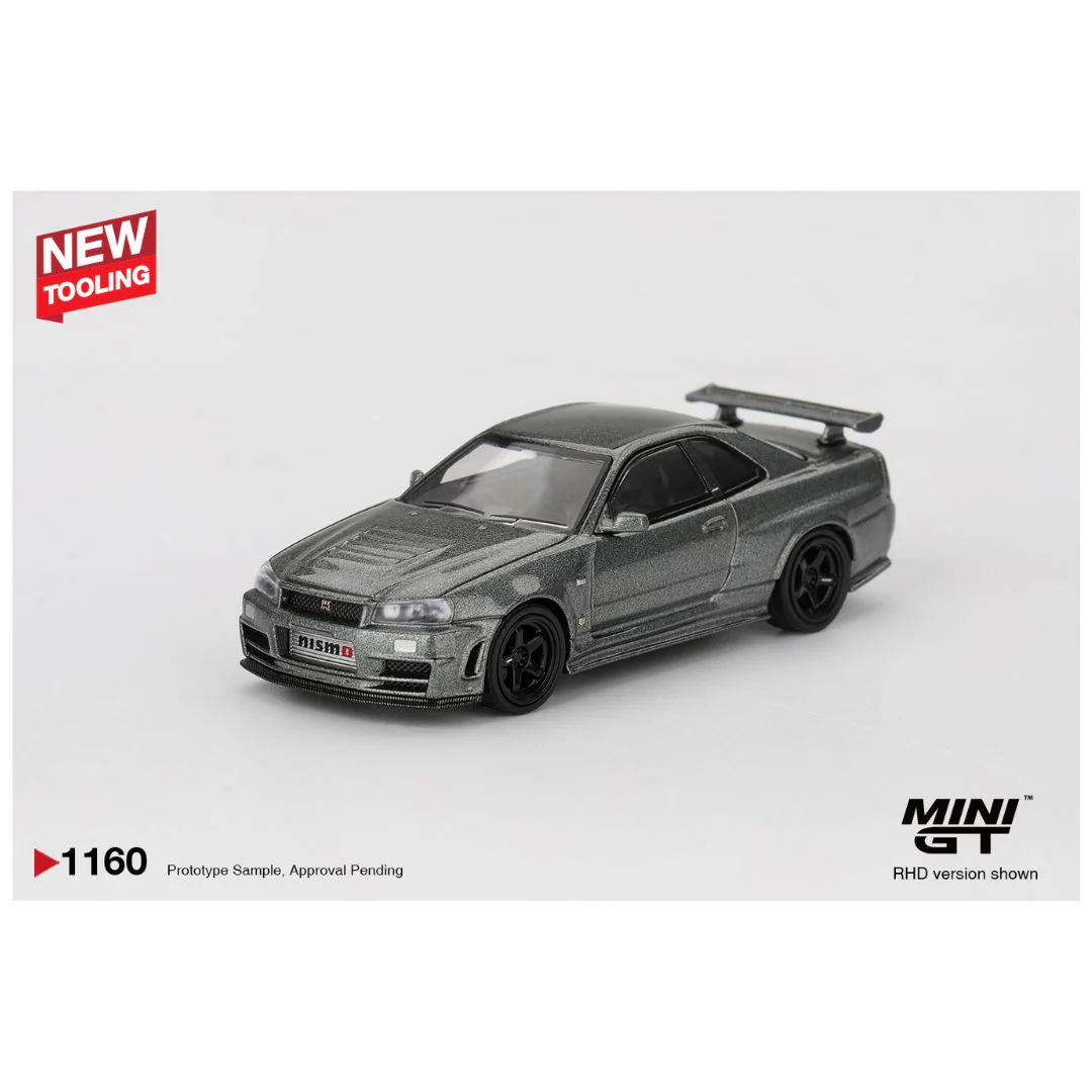 Mini GT #1160: Nissan Skyline GT-R Dark Metal Gray (NISMO BNR34 CRS Version)