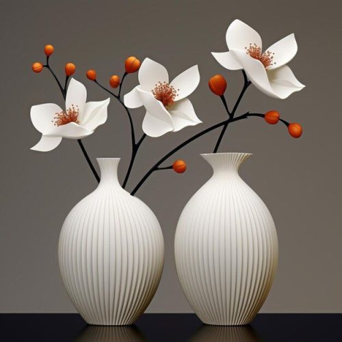 Floral arrangement splendor noble white vases background images ai generated art _ Premium AI-generated image